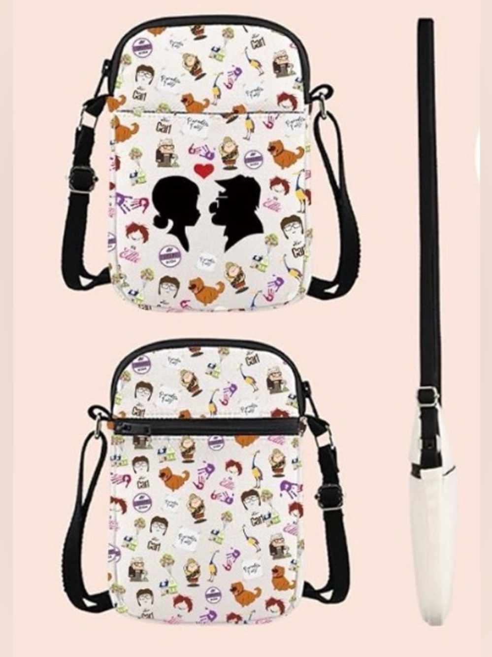 NWT-Disney x Pixar Up Movie Inspired Double-Sided Artwork Crossbody Bag - Picture 3 of 5
